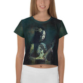 NS-809 all-over print crop tee with vibrant pattern